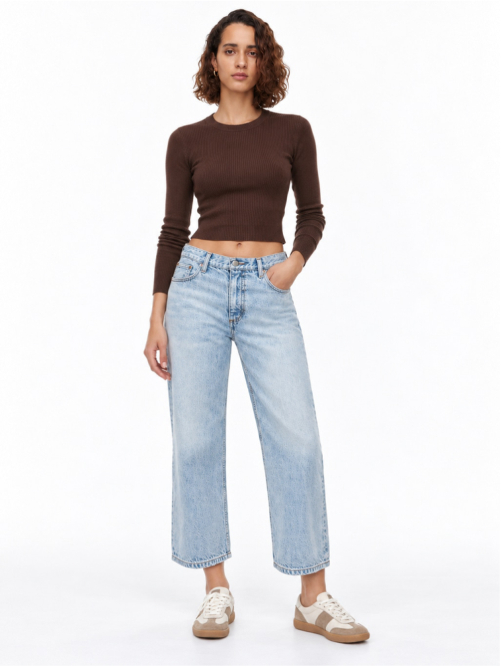 Denim Forum 90s Iggy Lo-Rise Jeans Cropped Baggy Jean Light Wash Relaxed Fit, 25